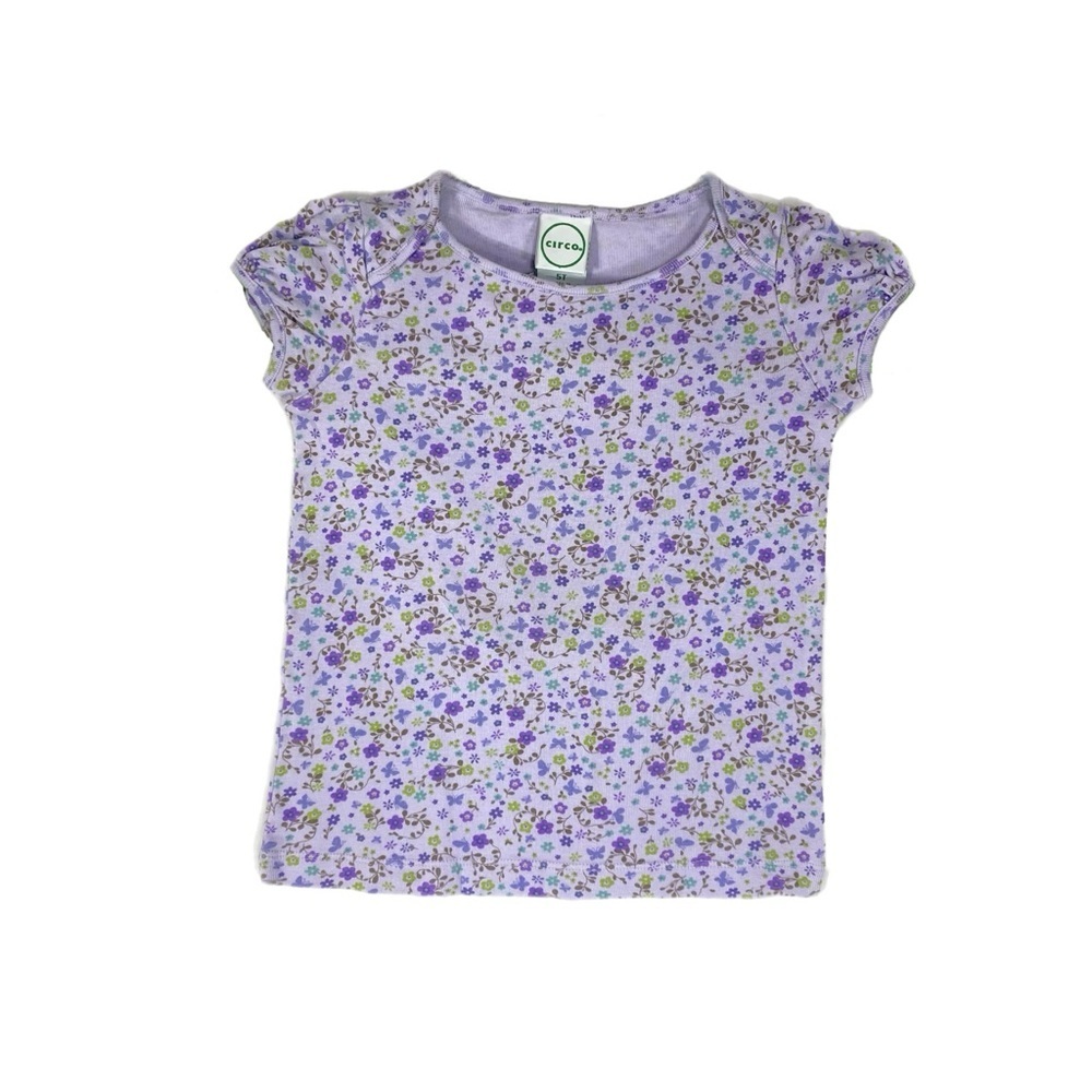 Circo Girl’s Floral Lavender Cup Sleeve Top